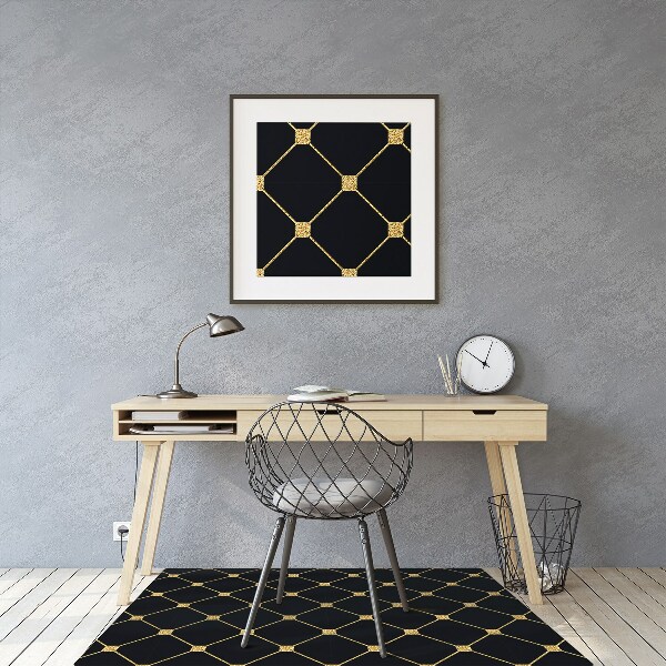 Desk chair mat Gold diamonds
