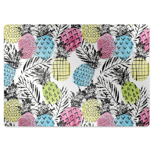 Chair mat floor panels protector colored pineapples