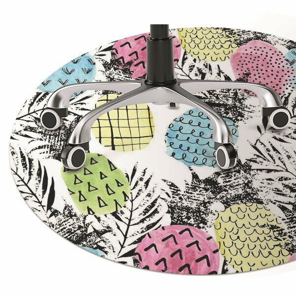 Chair mat floor panels protector colored pineapples