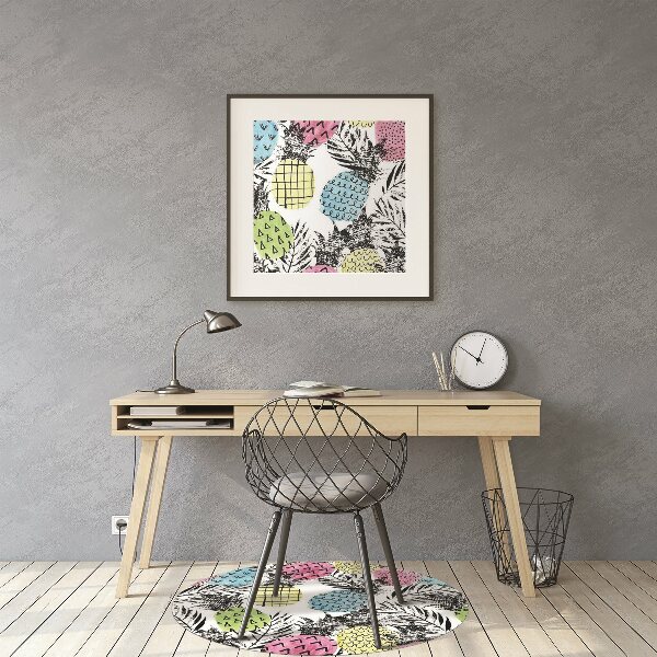Chair mat floor panels protector colored pineapples