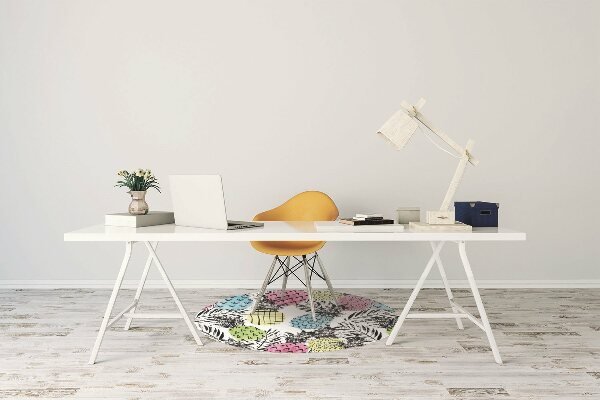 Chair mat floor panels protector colored pineapples