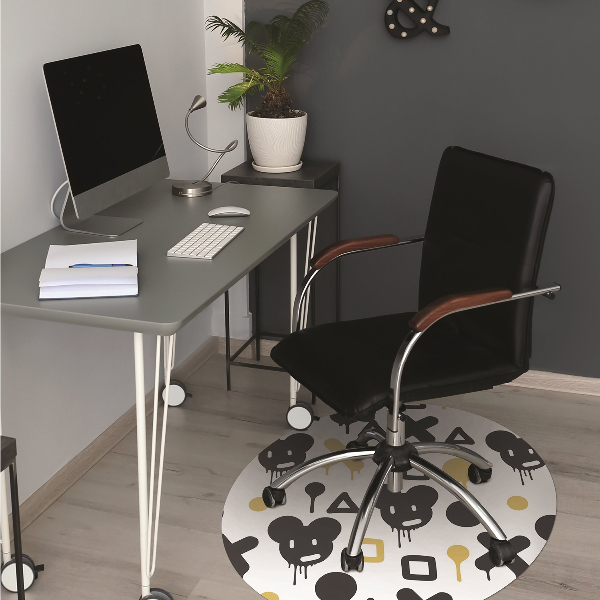 Desk chair floor protector Graffiti black and yellow