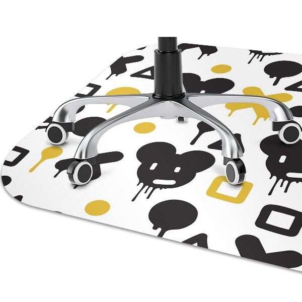 Desk chair floor protector Graffiti black and yellow
