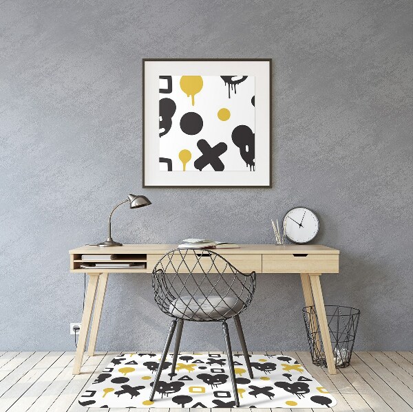 Desk chair floor protector Graffiti black and yellow