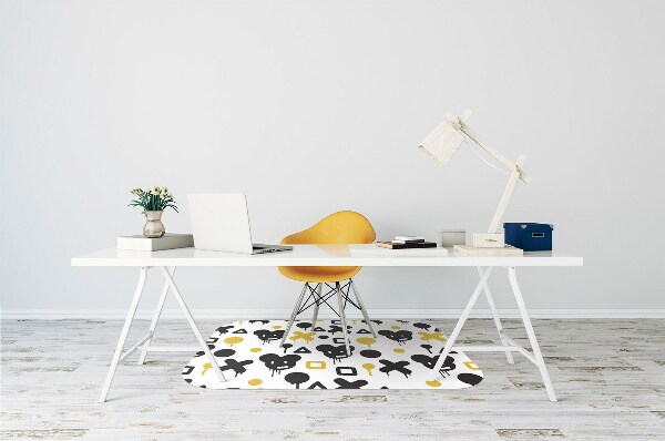 Desk chair floor protector Graffiti black and yellow