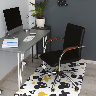 Desk chair floor protector Graffiti black and yellow
