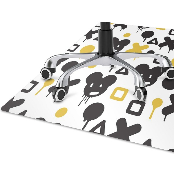 Desk chair floor protector Graffiti black and yellow