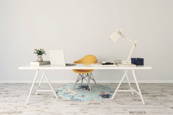 Office chair floor protector Crane and flowers