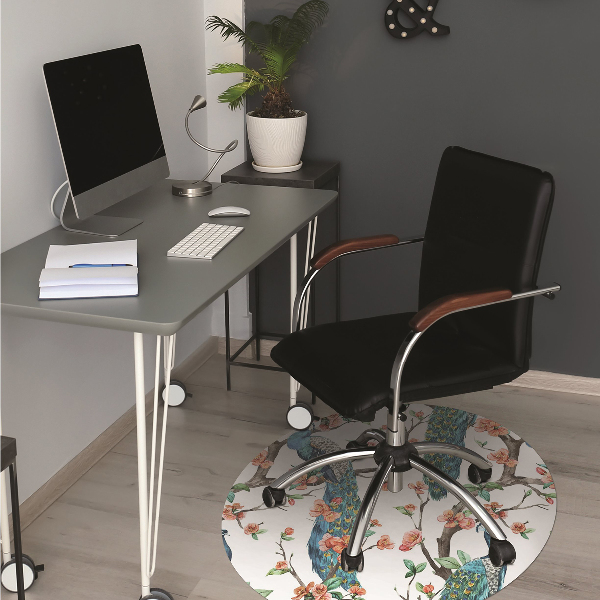 Computer chair mat colorful peacock
