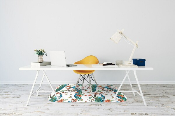 Computer chair mat colorful peacock