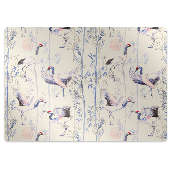 Desk chair mat dancing cranes