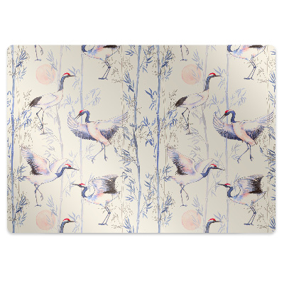 Desk chair mat dancing cranes