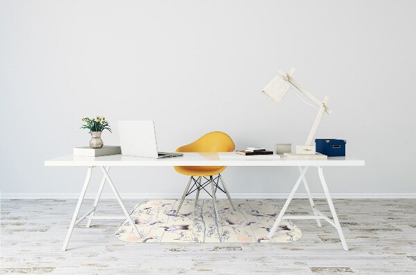 Desk chair mat dancing cranes