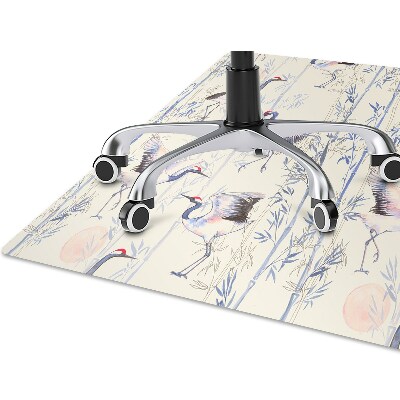 Desk chair mat dancing cranes