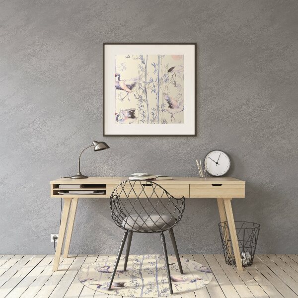 Desk chair mat dancing cranes