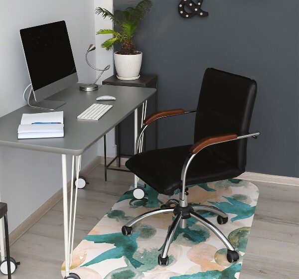 Office chair floor protector birds painted