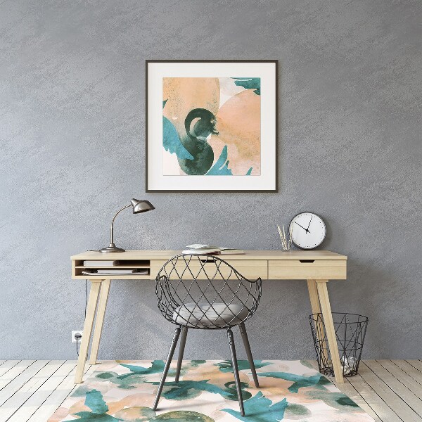 Office chair floor protector birds painted