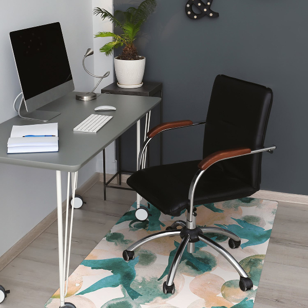 Office chair floor protector birds painted