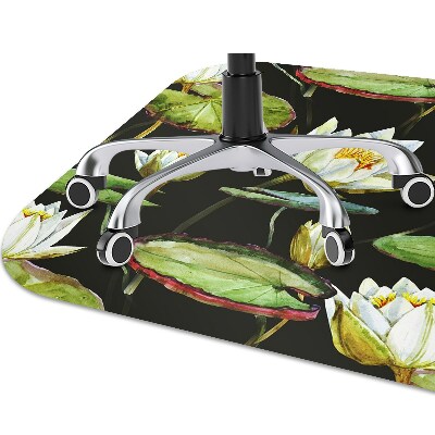 Desk chair mat lotus flowers