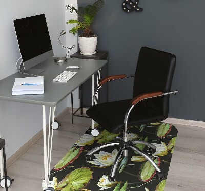 Desk chair mat lotus flowers