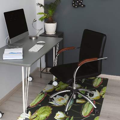 Desk chair mat lotus flowers