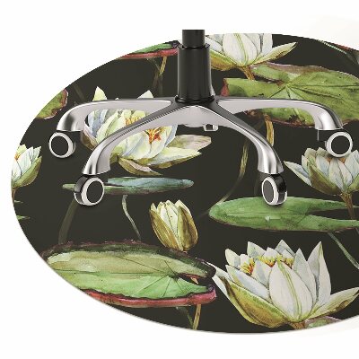 Desk chair mat lotus flowers