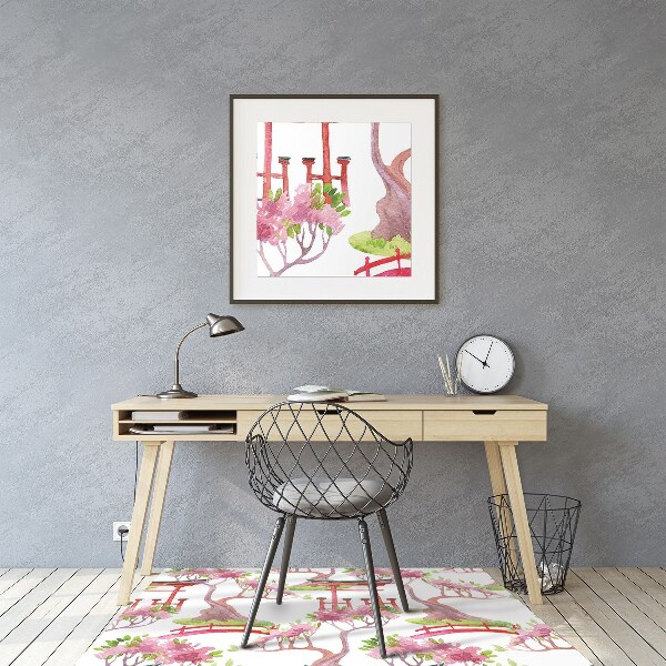 Chair mat floor panels protector Japanese motifs