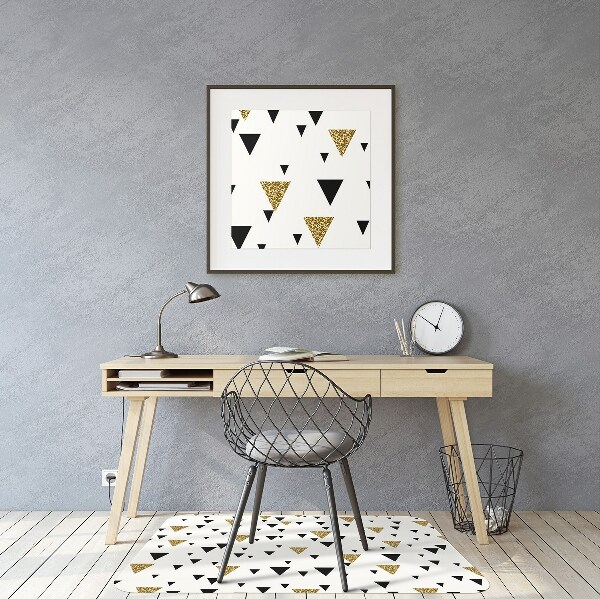 Desk chair floor protector Gold and black triangles