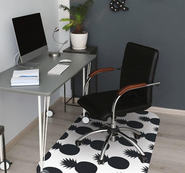 Office chair floor protector black pineapples