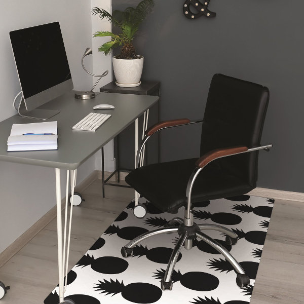 Office chair floor protector black pineapples