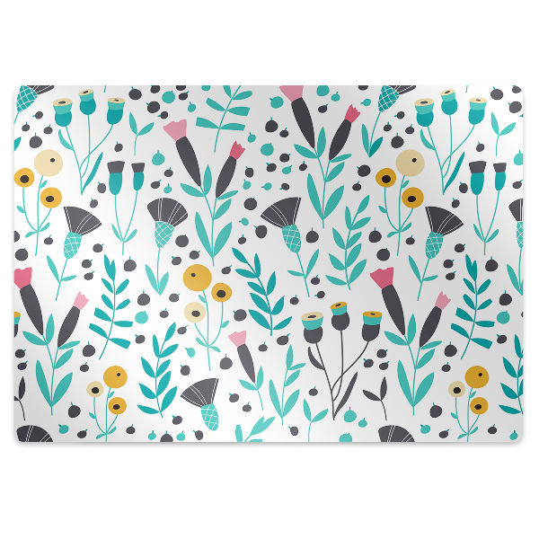 Computer chair mat Scandinavian flowers