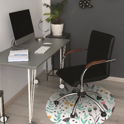 Computer chair mat Scandinavian flowers