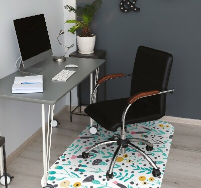 Computer chair mat Scandinavian flowers