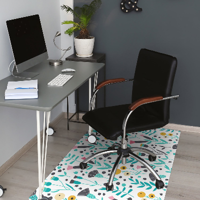 Computer chair mat Scandinavian flowers