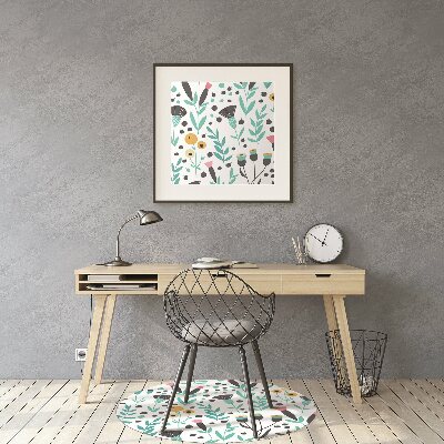 Computer chair mat Scandinavian flowers