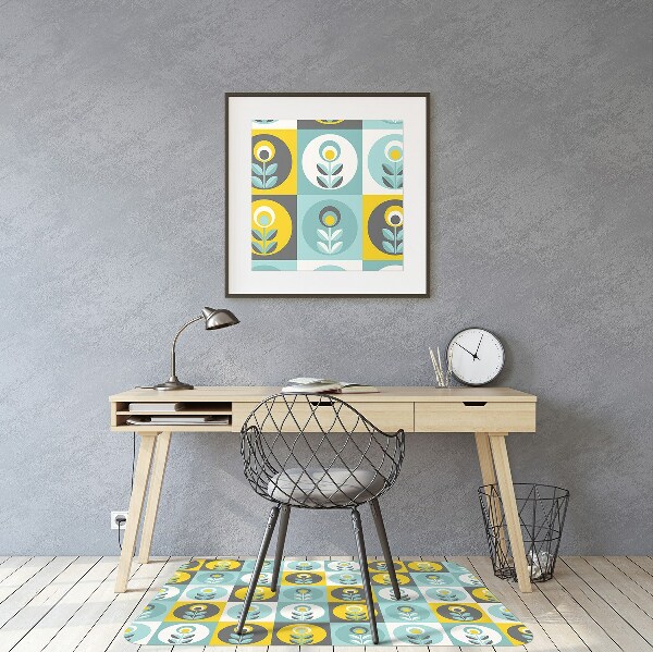 Desk chair mat floral pattern