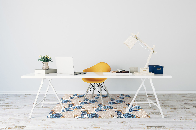 Office chair mat blue flowers