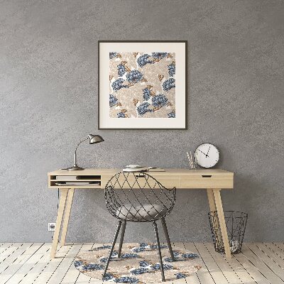 Office chair mat blue flowers