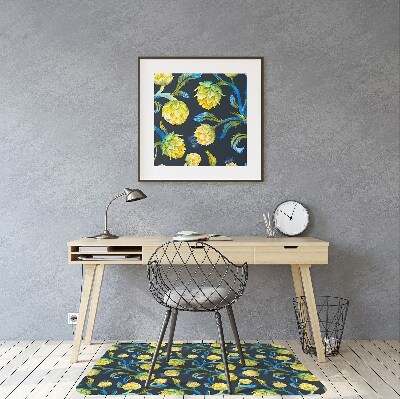 Chair mat floor panels protector artichoke flowers