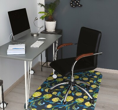 Chair mat floor panels protector artichoke flowers