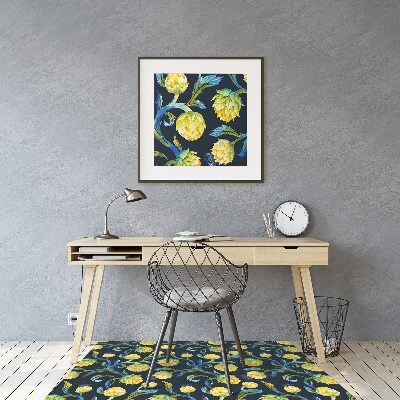 Chair mat floor panels protector artichoke flowers