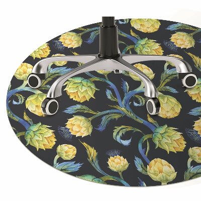 Chair mat floor panels protector artichoke flowers