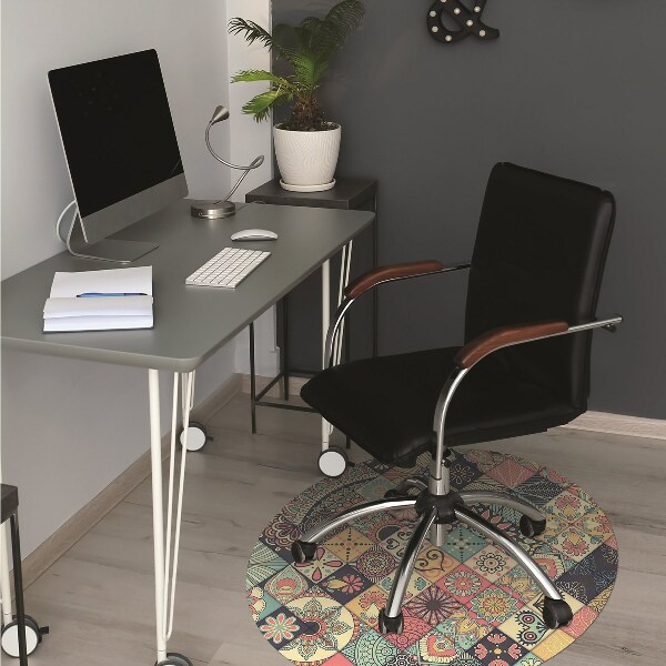 Chair mat floor panels protector ethnic mosaic