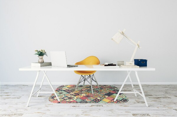 Chair mat floor panels protector ethnic mosaic