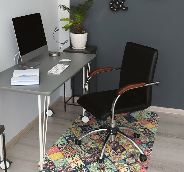 Chair mat floor panels protector ethnic mosaic
