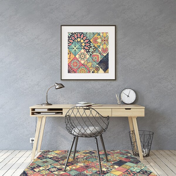 Chair mat floor panels protector ethnic mosaic