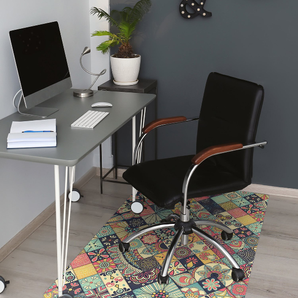 Chair mat floor panels protector ethnic mosaic