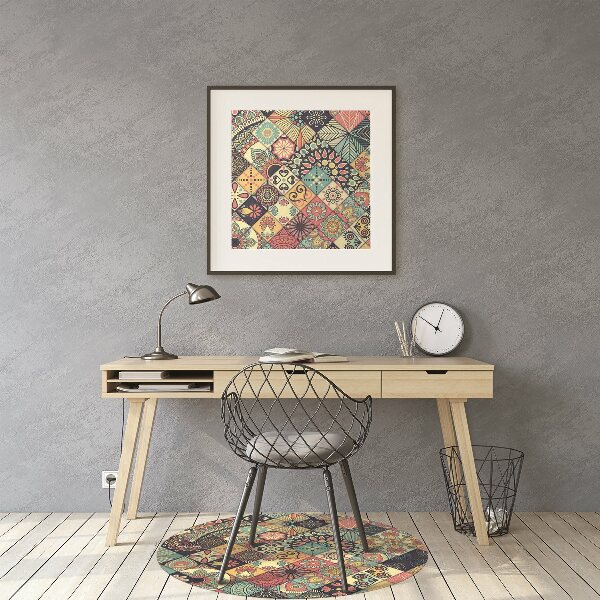 Chair mat floor panels protector ethnic mosaic