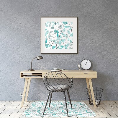 Office chair mat watercolor leaves