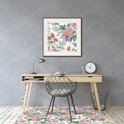 Office chair floor protector Peony bouquet